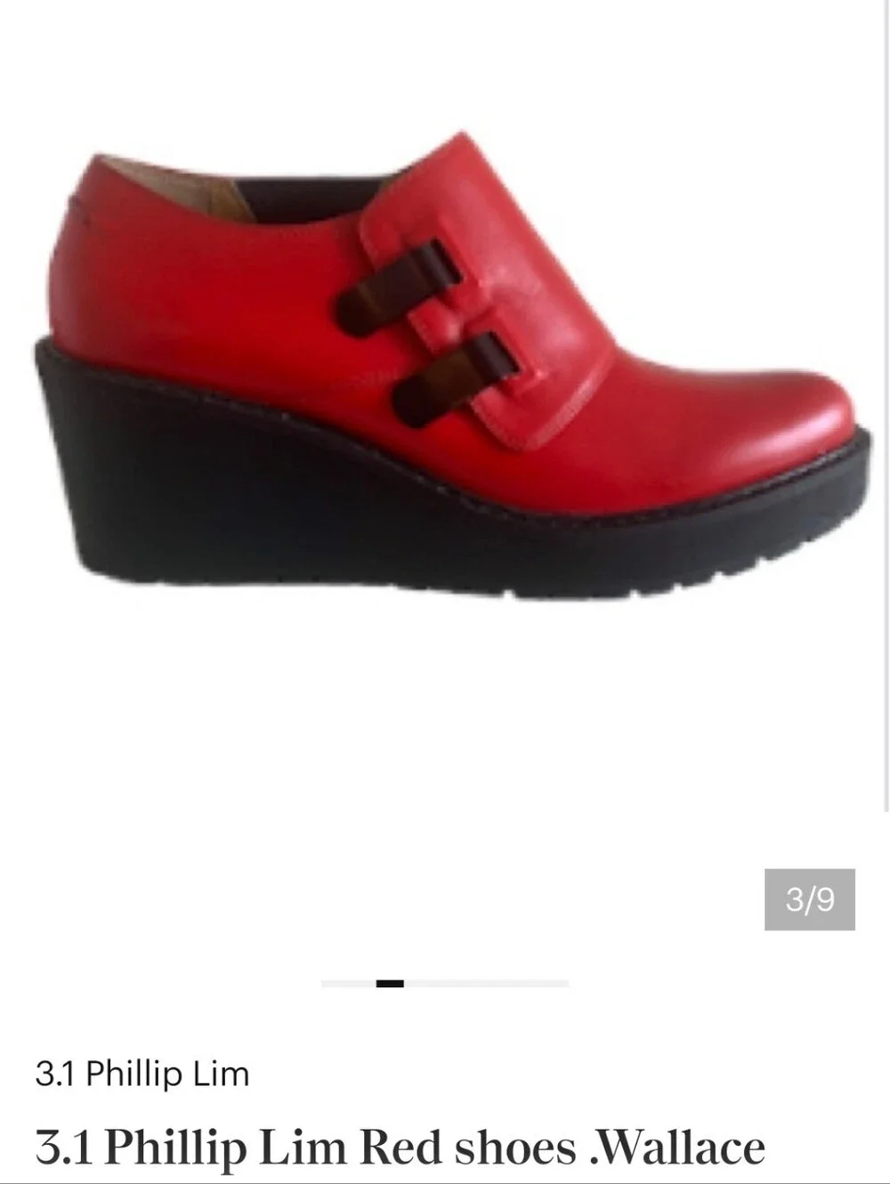 3.1 Phillip Lim Red  Wallace - Wedge Monk Strap Platform Wedges